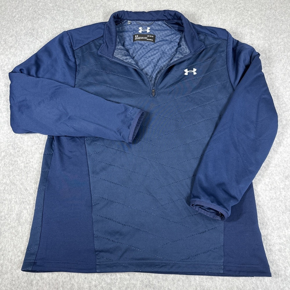 Under Armour Men's Storm Pull Over 1/4 Zip Loose Cold Gear Navy Quilted Large